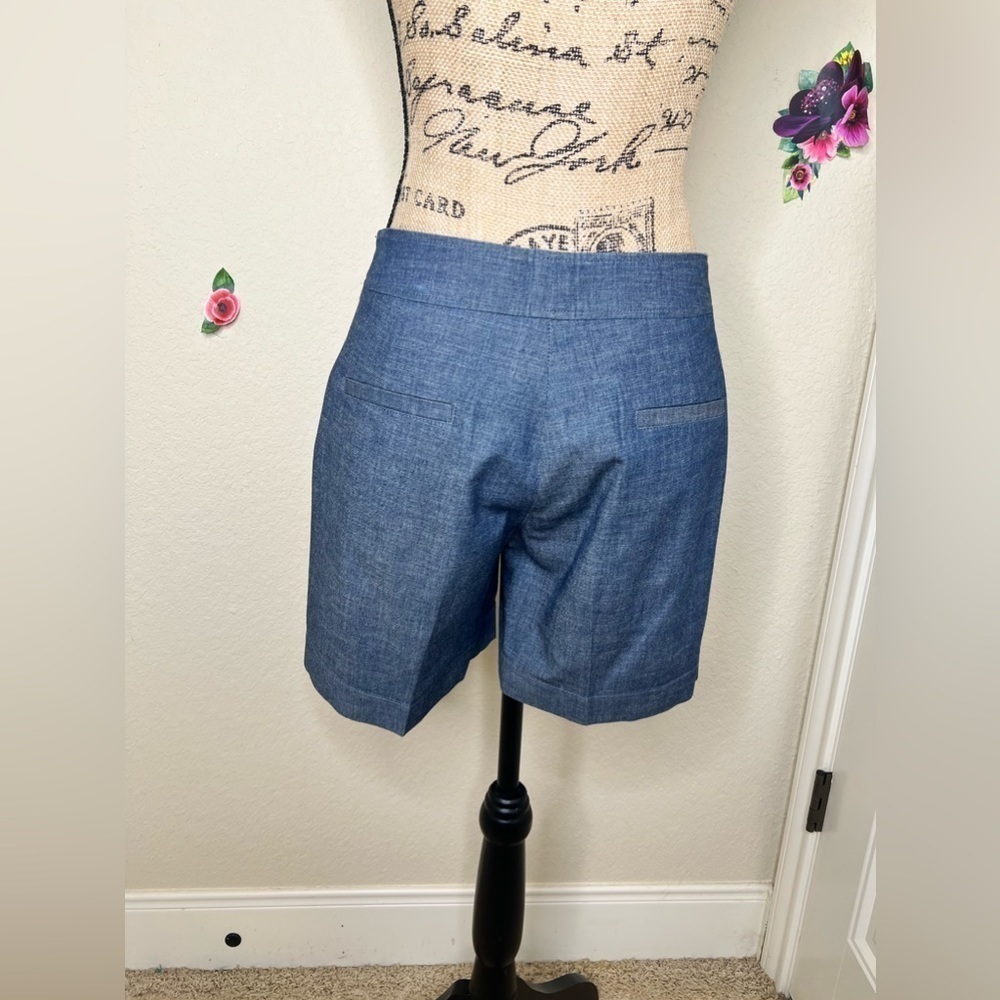 Cremieux Chambray Sailor Shorts Blue Medium Rise Side Zip Women’s Size 8 - Picture 8 of 8